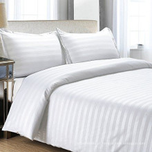 Atacado Hotel Uso 100% Algodão Branco Cetim Flat Top Stripped Folha de Cama Queen Size